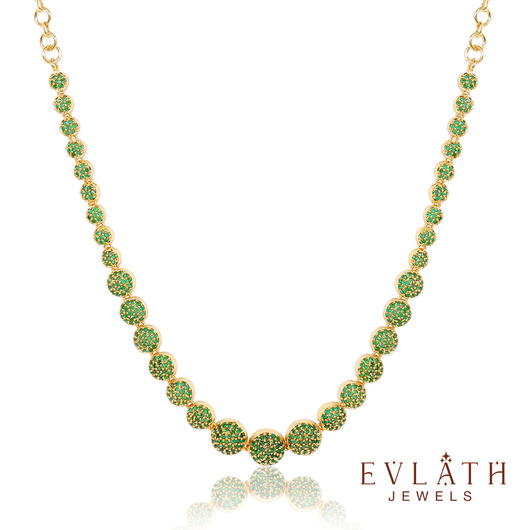 Premium quality gold plated Emerald stone beads studded Necklace -  Evlath Jewels